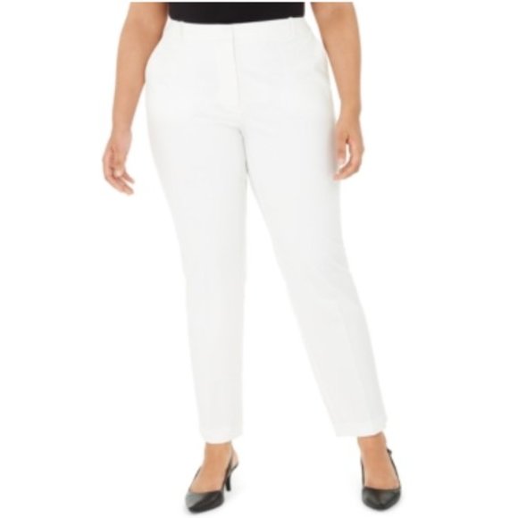 NWT Alfani White Fly-Front Slim Pants - Picture 1 of 7